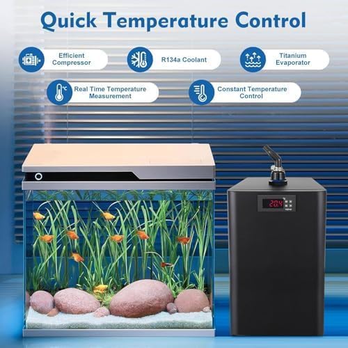 1/10HP Aquarium Chiller Water Cooler - Ideal for Fish Tanks & Ice Baths - Includes Hoses & Pumps - Efficient Cooling for Up to 500L/132Gal Aquariums
