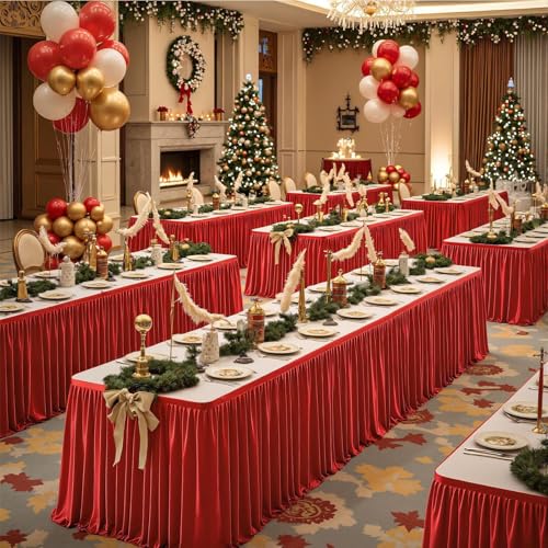 Jupe de table modulable de 1.8m à 2.7m housse festive et lavable - 2