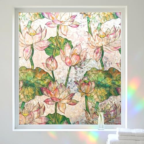 Vinilo para ventana Lotus Flower 3D Prism 17.7x78.7 pulgadas miniatura 5