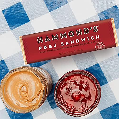Hammond’s Candies Gourmet Chocolate Candy Bars – Pb&J Sandwich | Sweet Milk Chocolate, Peanut Butter And Jelly Chocolate Bar, Premium Ingredients, Certified Kosher Handcrafted In The Usa | Pack Of 5 #TOP2
