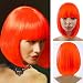 Short Bob Wigs With Straight Bangs 12Inch Short Synthetic Fiber Bob Wigs for Women Short Bob Wigs and Black Color Bob Wig With A Free Wig Cap(Orange)