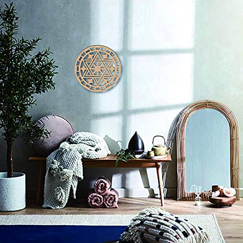 Creatcabin 12Inch Sacred Geometry Wall Art Star Of David Wall Art Wooden Crystal Grid Laser Cut Wall Sculpture Hanging Decor Spiritual Symbol Flat Round For Home Office Yoga Studio Decoration #TOP6