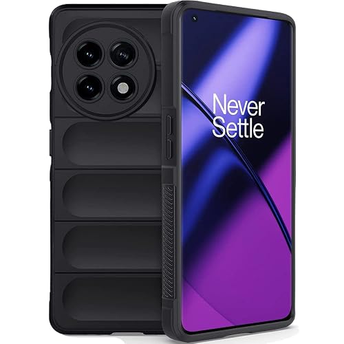TheGiftKart Liquid Silicon Back Cover Case for OnePlus 11 5G | ShockProof Military Grade Protection | Micro-Fibre Cloth On Inner Side | Built-In Anti-Slip Grip Back Case for OnePlus 11 5G (TPU, Black)