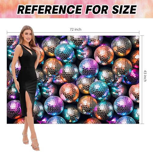 Fondo fotográfico bolas de disco retro 72x43 pulg miniatura 6