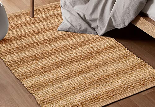 Jute Handloom Rug 3X5 Feet Floor Mat 36X60 Inch, Farmhouse Area Rugs, Natural Braided Doormat For Kitchen Entryway Pets Playing Rugs - Natural #TOP5