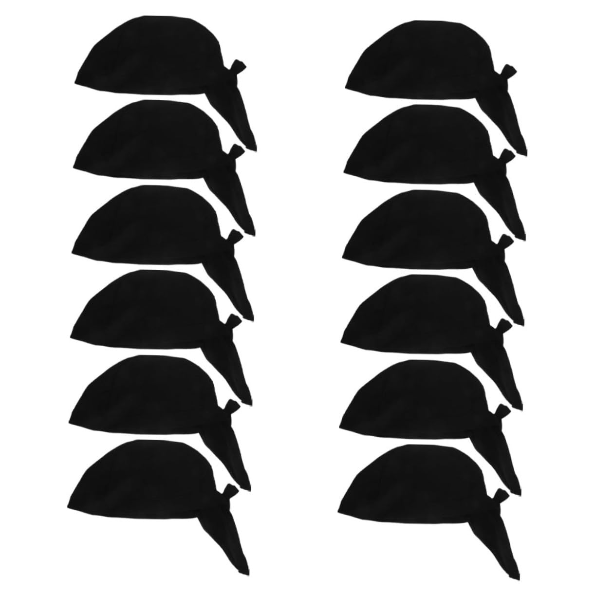 ibasenice Cappello da Cuoco con Fascia, Nero, 12 Pezzi per Ristoranti | Cotone, Taglia Regolabile ed Elastica, per Hotel e Sala, Stile Professionale Moderno