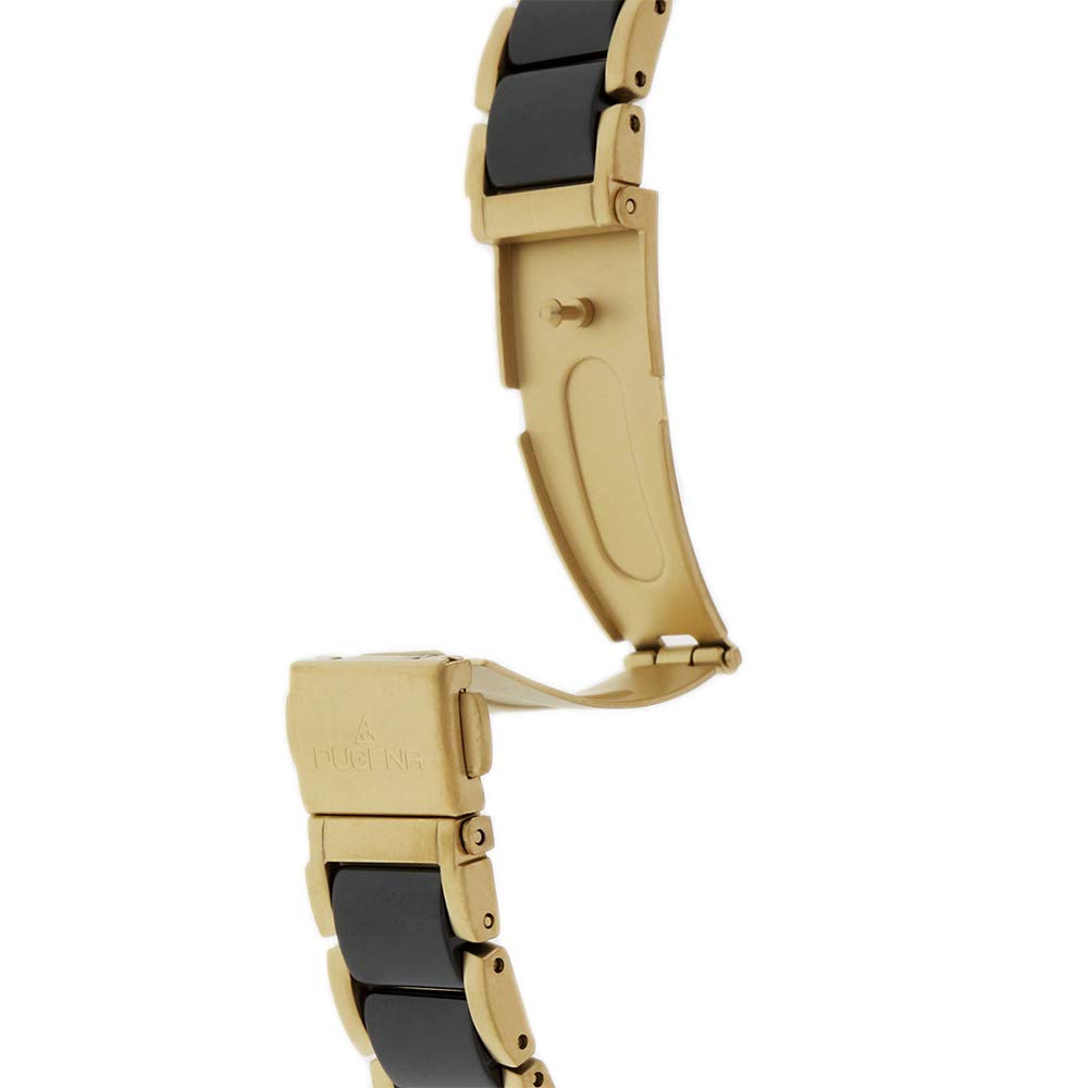 Dugena Damen-Armbanduhr 4461008 Ceramic Solar, Quarz, Solarbetrieb, schwarzes Zifferblatt, Keramik-Edelstahlgehäuse, Mineralglas, Keramik-Edelstahlarmband, Drückerfaltschließe, 5 bar