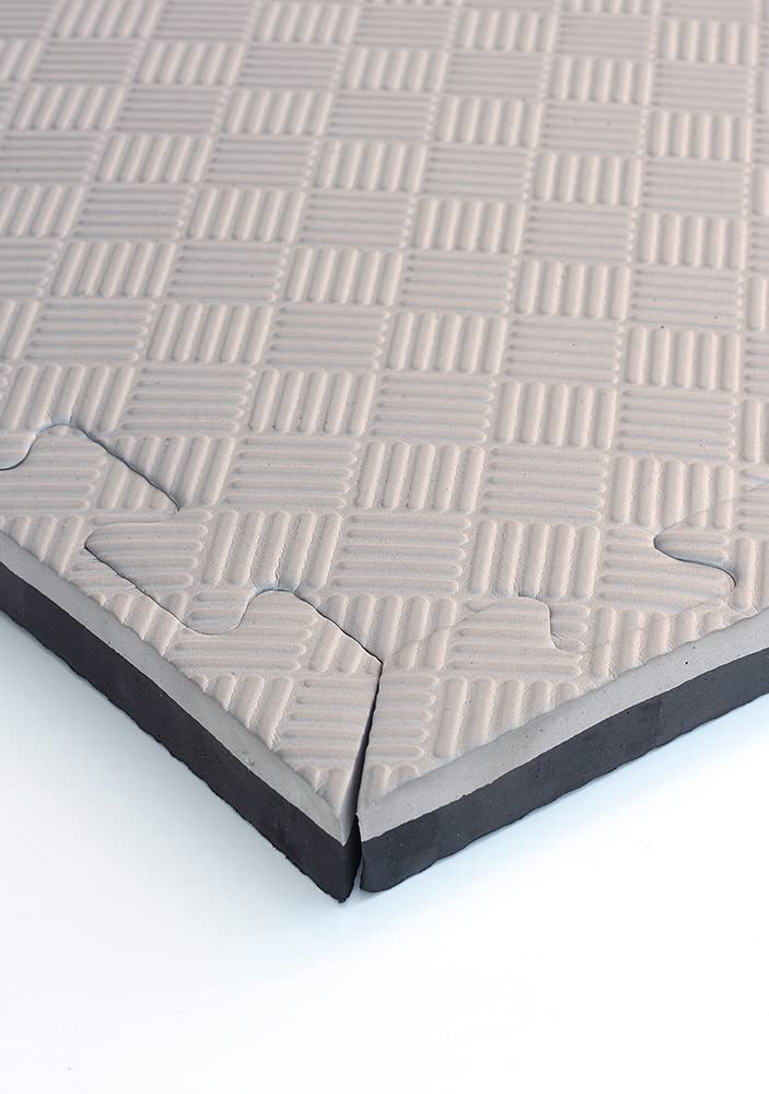MUGAR- Suelo Tatami Puzzle para centros deportivos y de rehabilitación. 1x1 metros. Gris y Negro
