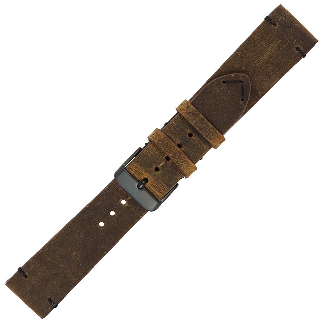 time+ 20mm 2 Piece Distressed Vintage Leather Watch Strap Rust Brown Black Stitching Black PVD Buckle (B07WTYQG3Q) Amazon Price History, Amazon Price Tracker