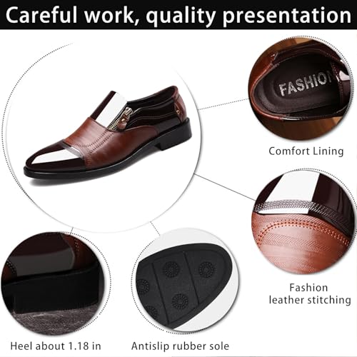 Men's Patent Leather Classic Dress Shoes Fashion Round Toe Lace Up Business Tuxedo Oxfords Non-Slip Low Heel Zipper Slip-On Casual Loafers2