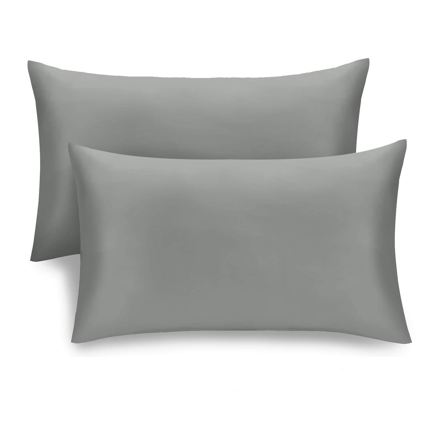 CHHKON Set of 2 Bamboo Pillowcases Breathable Cool Ultra Soft Pillow Cases (Gray, 20''x26'')