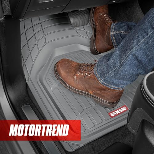 Image of Motor Trend 943-GR FlexTough Defender Car Floor Mats -Next Generation Deep Dish Heavy Duty Contour Liners for Car SUV Truck & Van-All Weather Protection, Trim to Fit Most Vehicles Gray