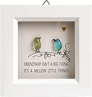 Handmade Sea Glass Rainbow Birds Wall Art - Driftwood Friendship Frame Gift for Best Friends, Coastal Decor