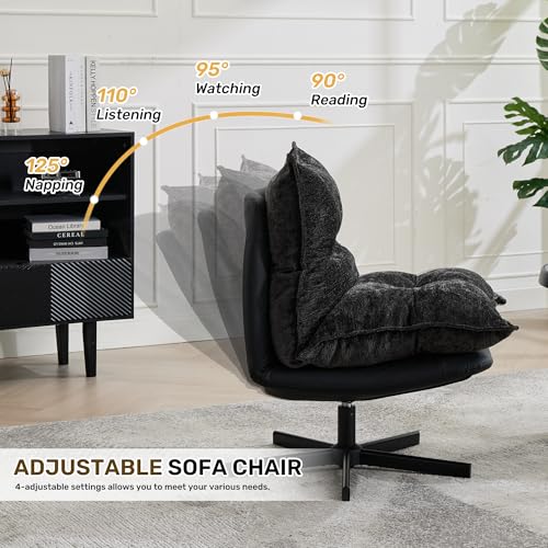 Sillón Plegable Tapizado Negro miniatura 4