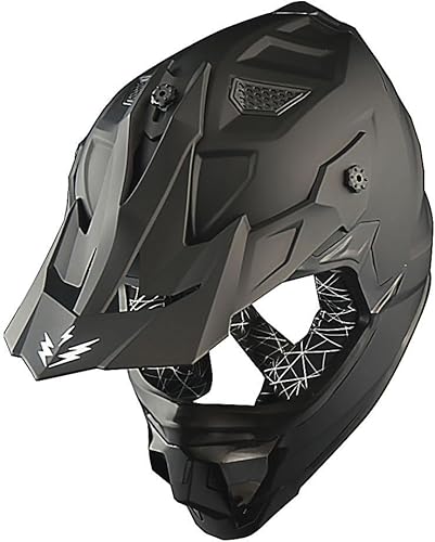 Miniatura 5 de 1Storm Casco de motocross para adultos, ATV Dirt Bike BMX MX Downhill Mountain Helmet Track Style JH601 negro mate