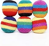 6 Pack Handmade Crocheted Hackys Footbag Sacks, Footbag Sacks for Kick Ball, Assorted Foot Bag Crochet Hackys for Adults, Juggling Balls for Beginners, Party Games & Coordination Training (G)