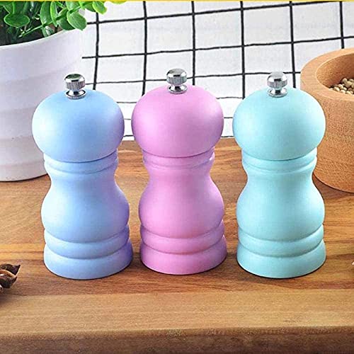 TONZN 1 Piece Manual Wood Chili Mill Household Ceramic Core Chili Salt Container Household Appliances-Salt Salt Mill Chili Frosting Mill-Green Salt Mill Salt and Pepper Mills (Blue)