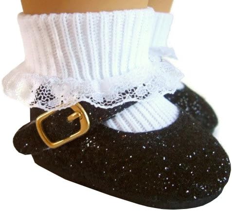 Doll Clothes Sew Beautiful Black Glitter Sparkle Shoes Fits 18 Inch American Girl Dolls