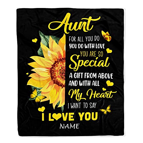 TeesNow Personalized to My Aunt Blanket from Niece Nephew I