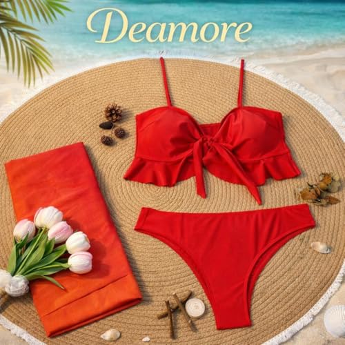 Image of Deamore Sunset Queen Tropical Beach Dress | Women's Bikini & Resort Wear Beach Wear Set with Sarong Skirt