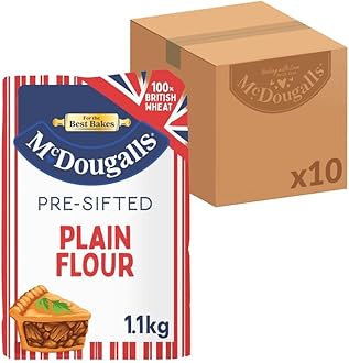 McDougalls Pre-Sifted Plain Flour, 1.1 kg Bag (Pack of 10)