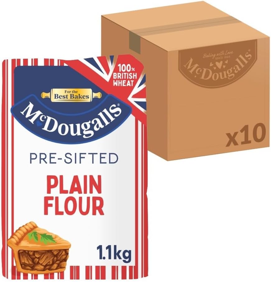McDougalls Pre-Sifted Plain Flour, 1.1 kg Bag (Pack of 10)