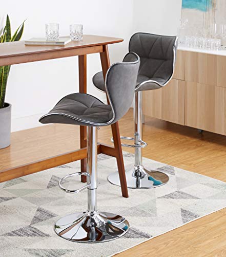 Canglong Adjustable Stool With Back, Swivel Barstools For Bar, Kitchen, Dining, Living Room And Bistro Pub, 2 Pcs Pack, Dark Grey #TOP6