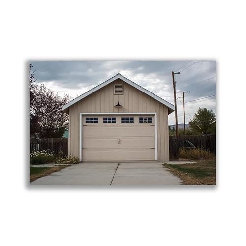 Yocheng Poster da parete in tela con motivo industriale Porta da garage adatto per bar e officine di riparazione auto 21x30cm Senza Cornice