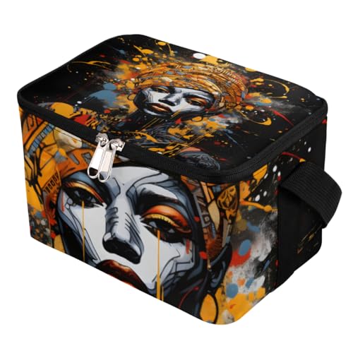 GzLeyigou Lunch Bags for Women Men 9 Cans,Ethic Woman Hot & Cold Food Delivery Bag Insulated Grocery Bag Insulated Lunch Box Woman Cooler Bag for Office Work Picnic Beach