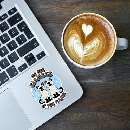 Image of Siamese Cat Sticker 8 Pcs (Large Size) Vinyl Stickers Laptop Waterproof Decal for Car Bumper Water Bottle Window Funny Party Birthday Decorations - Size 4 Inches