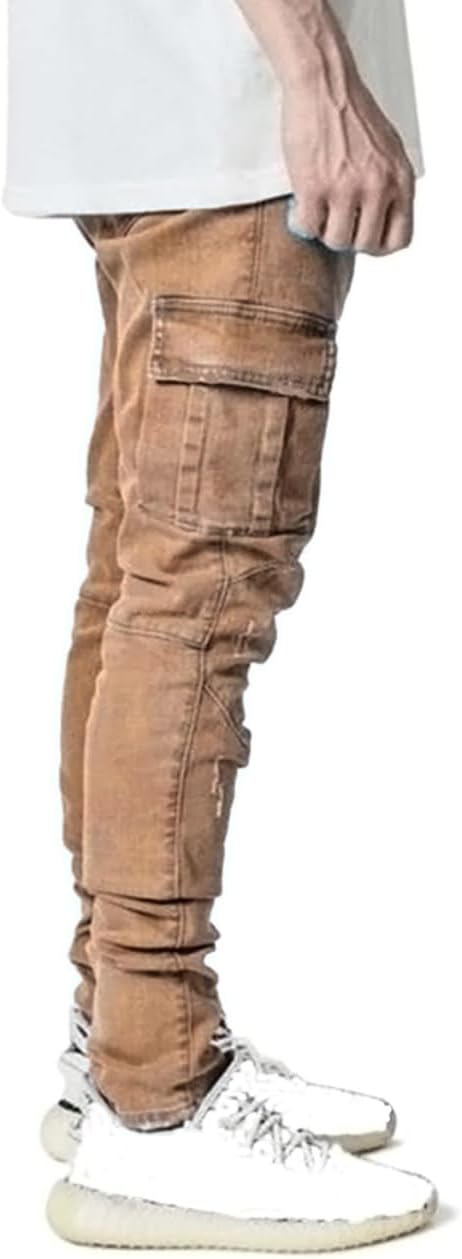 HUNGSON Men's Slim Fit Stretch Jeans Ripped Skinny Jeans for Men, Distressed Straight Leg Fashion Comfort Flex Waist Pants - Image 3