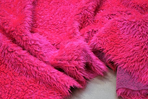 Tissu faux fourrure rose cerise 1m fini les plaids reches passez au tissu teddy moelleux