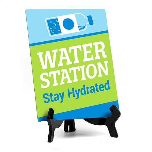 Signs ByLITA Water Station: Stay Hydrated Table Sign with Acrylic