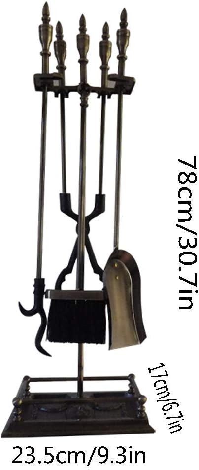 Fireplace Tools/Fireplace Accessories 4 Piece Durable fireplaces Tools Wrought Iron Outdoor Indoor fireplaces Hearth Tool Set with Stand Base Holder (Black)