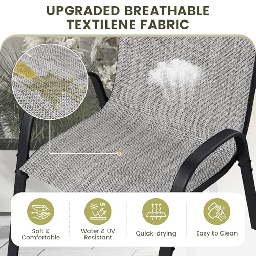 Image of UDPATIO Patio Chairs Set of 8, Stackable Outdoor Dining Chairs with High Back, Breathable Textilene Fabric Outdoor Chair All Weather, 350LBS Capacity for Garden, Backyard (Light Grey)