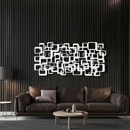 Art mural métal abstrait grand format déco salon blanc