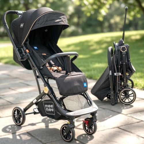Image of Mee Mee Lightweight Foldable Baby Stroller for 0-5Years | One-Touch Fold, Reversible Handle, Adjustable Footrest & 5-Point Safety Harness | Compact Travel-Friendly Stroller for Babies and Toddlers