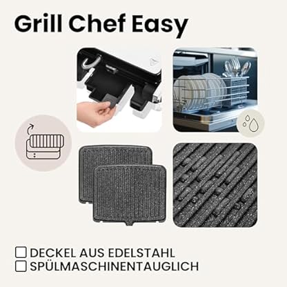 ZEEGMA GRILL CHEF EASY 2-in-1 Elektrogrill und Panini-Toaster, Leistung 2000 W, Antihaft-Keramikplatte, einstellbare Temperatur und Neigungswinkel, spülmaschinenfest – Bild 7