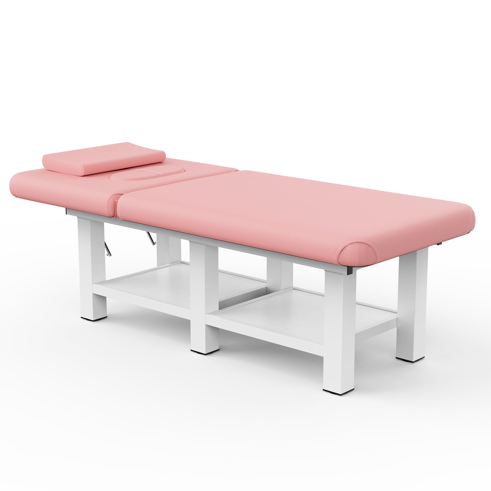 pouseayar Stationary Massage Table, 75”L 31.5''W Heavy Duty Esthetician Bed, 800LBS Metal Frame PU Leather Physical Therapy Table Spa Lash Bed