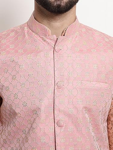 Image of Sojanya (Since 1958 Men'S Silk Blend Kurta Pyjama & Nehru Jacket Combo