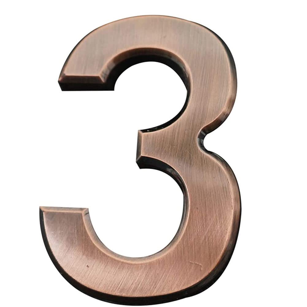 ETEC4 Inch 3D Mailbox Number, Self Adhesive House Number Waterproof Door Street Number Stickers for Home Apartment (NO.3)