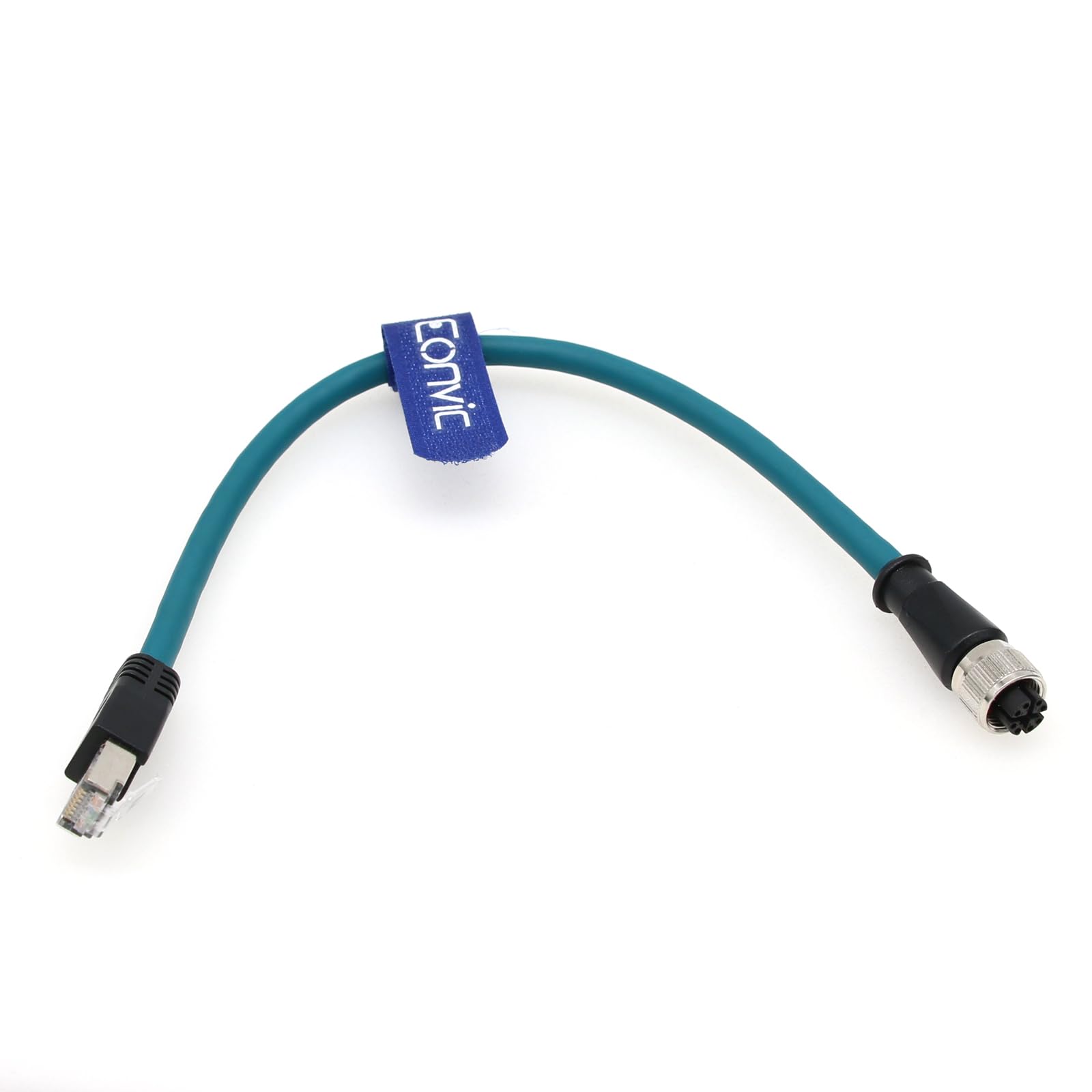 Cable Ethernet M12 X Code de 8 pines hembra a RJ45 Cat-7e de alta flexibilidad para cámara industrial Cognex (30 cm)
