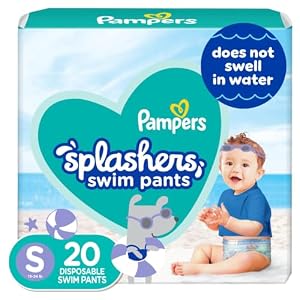 Pampers Splashers Swim Diapers – Size S, 20 Count, Gap-Free Disposable Baby Swim Pants