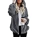 MJGkhiy Rabatt Sweatshirt Gemütlich Warm Plüschmantel Plüschjacke Einfarbig Fleecepulli Langarm Casual Übergangsjacke mit Kapuzen Tasche Herbst Kapuzenpullover Winterjacke