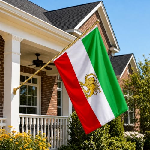 Image of AhfuLife Iran Lion Flag 3ft x 5ft for Party Decorations, 1Pc Large Iran Flags with Lion Double Sided Durable Polyester with Brass Eyelets for World Cup Home Garden Street Decorations Indoor Outdoor