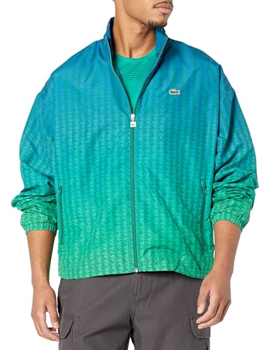 Image of Lacoste Men's Long Sleeve Aop L Full Zip Hoodless Blouson Jacket W /Arm Stripes