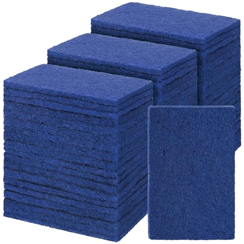Image of Hoolerry 100 Pcs Non Scratch Scouring Pads for Kitchen Dish,Blue | Reusable Anti Grease Scrubbers, for Pan Metal Grills Cookware, Household Cleaning Dishwashing, 4.3 x 3 x 0.3 Inch Size
