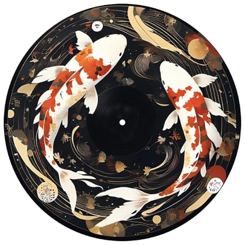 craspire Tapis pour Platine Vinyle Fish 12 Pouces Tapis pour Platine Vinyle Tapis antidérapant Antistatique en Feutre pour Platine Vinyle Tapis de Protection...