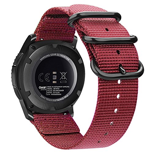 Fintie Bands Compatible with Samsung Galaxy Watch 3 45mm / Galaxy Watch 46mm / Gear S3 Classic/Frontier, Soft Woven Nylon Band 22mm Quick Release Adjustable Replacement Sport Strap, Red