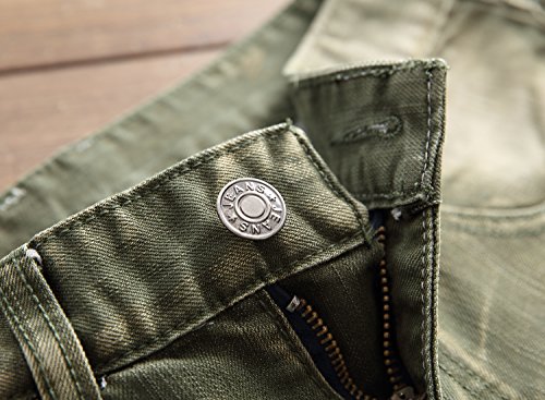 YTD Mens Distressed Ripped Biker Slim Jeans Stretched Moto Denim Pants4